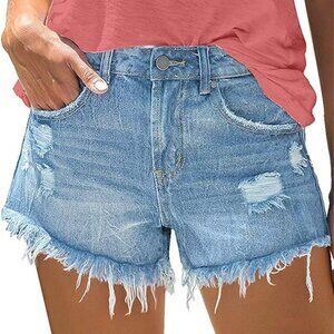 NWOT MODARANI Women's Cut Off Denim Jean Shorts Ripped Distressed